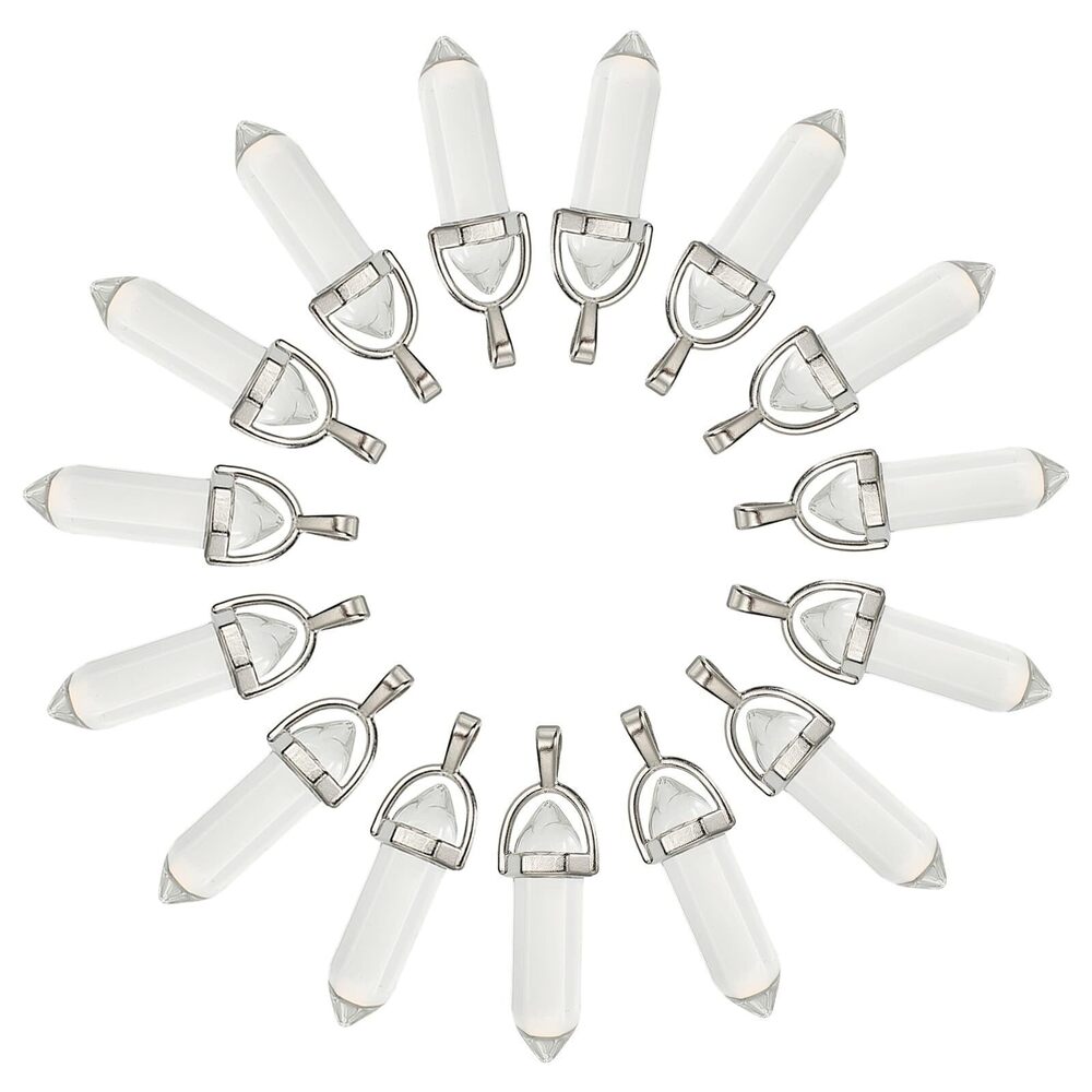 1186 15 Pcs Hexagonal Crystal Pendant, Quartz Point Glass Pendant Gemstone